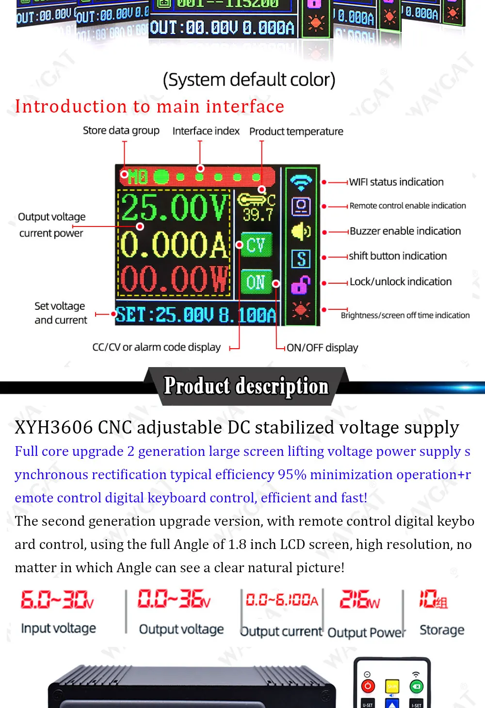 High-end DC DC Buck Converter CC CV 0-50V 6A 8A 216W 400W Power Module Adjustable Regulated laboratory power supply WIFF APP