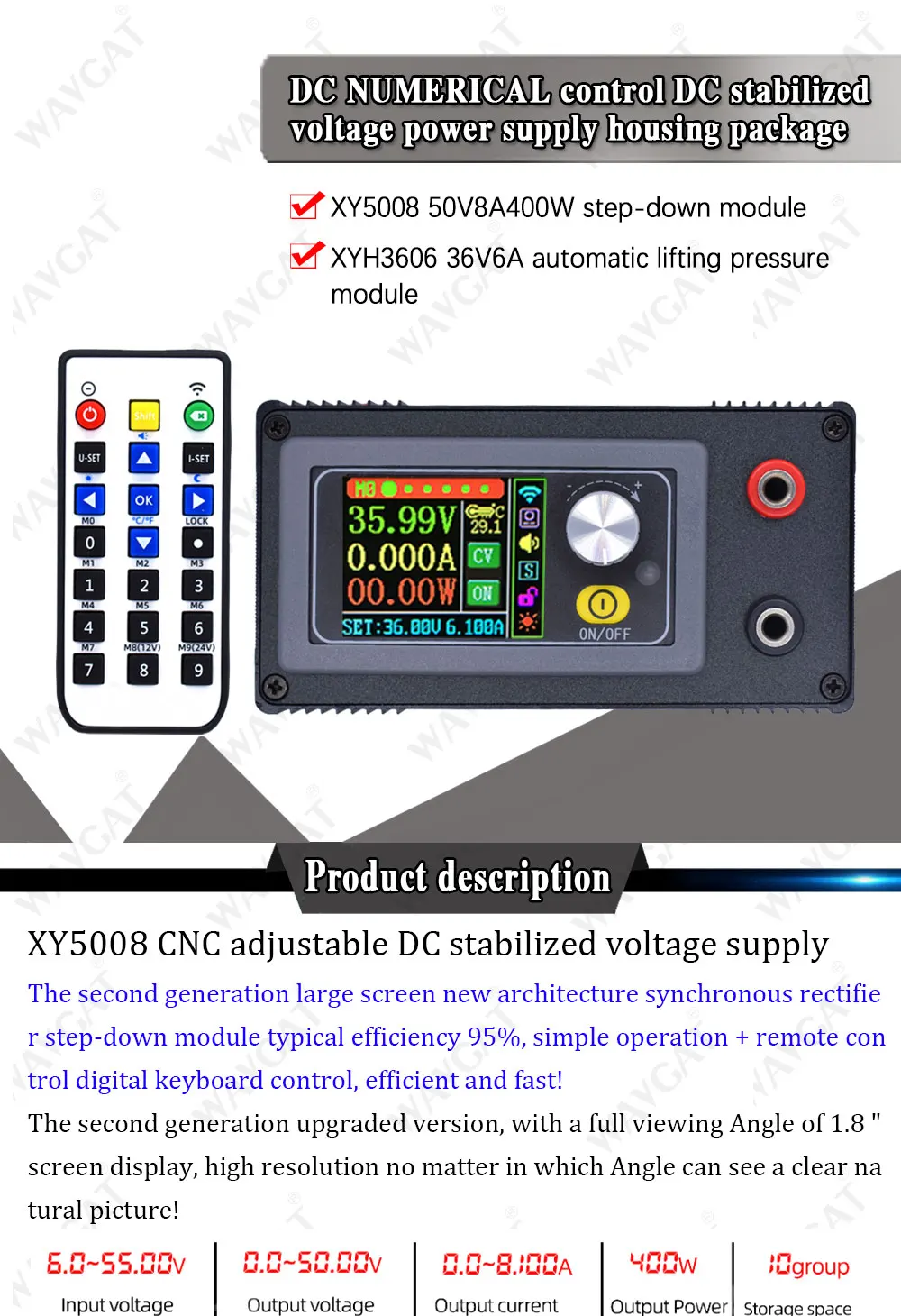 High-end DC DC Buck Converter CC CV 0-50V 6A 8A 216W 400W Power Module Adjustable Regulated laboratory power supply WIFF APP