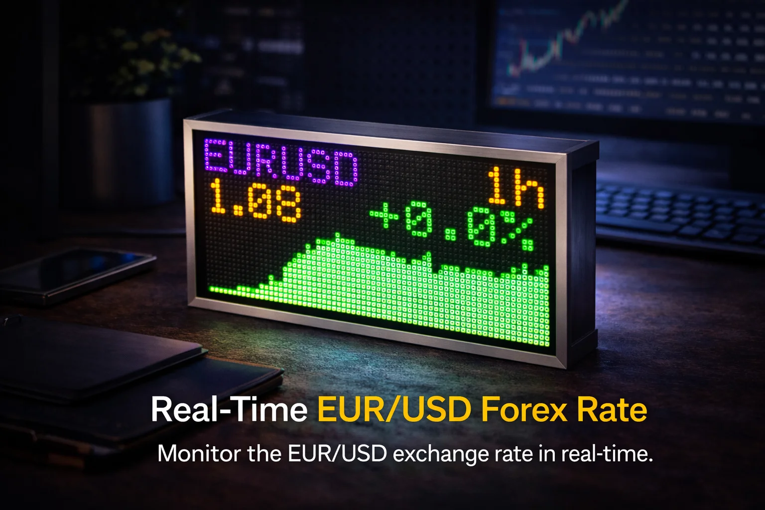 WiFi Crypto Price Display Real-Time Bitcoin Stock Ticker LED Pixel Screen Desktop Monitor