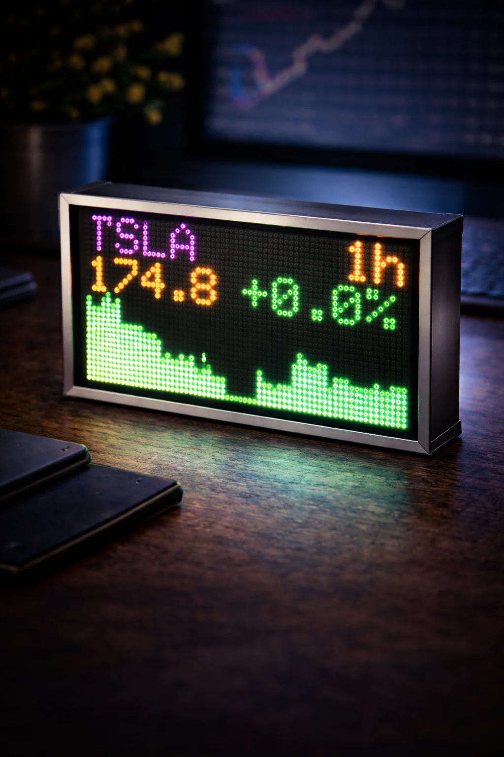 WiFi Crypto Price Display Real-Time Bitcoin Stock Ticker LED Pixel Screen Desktop Monitor