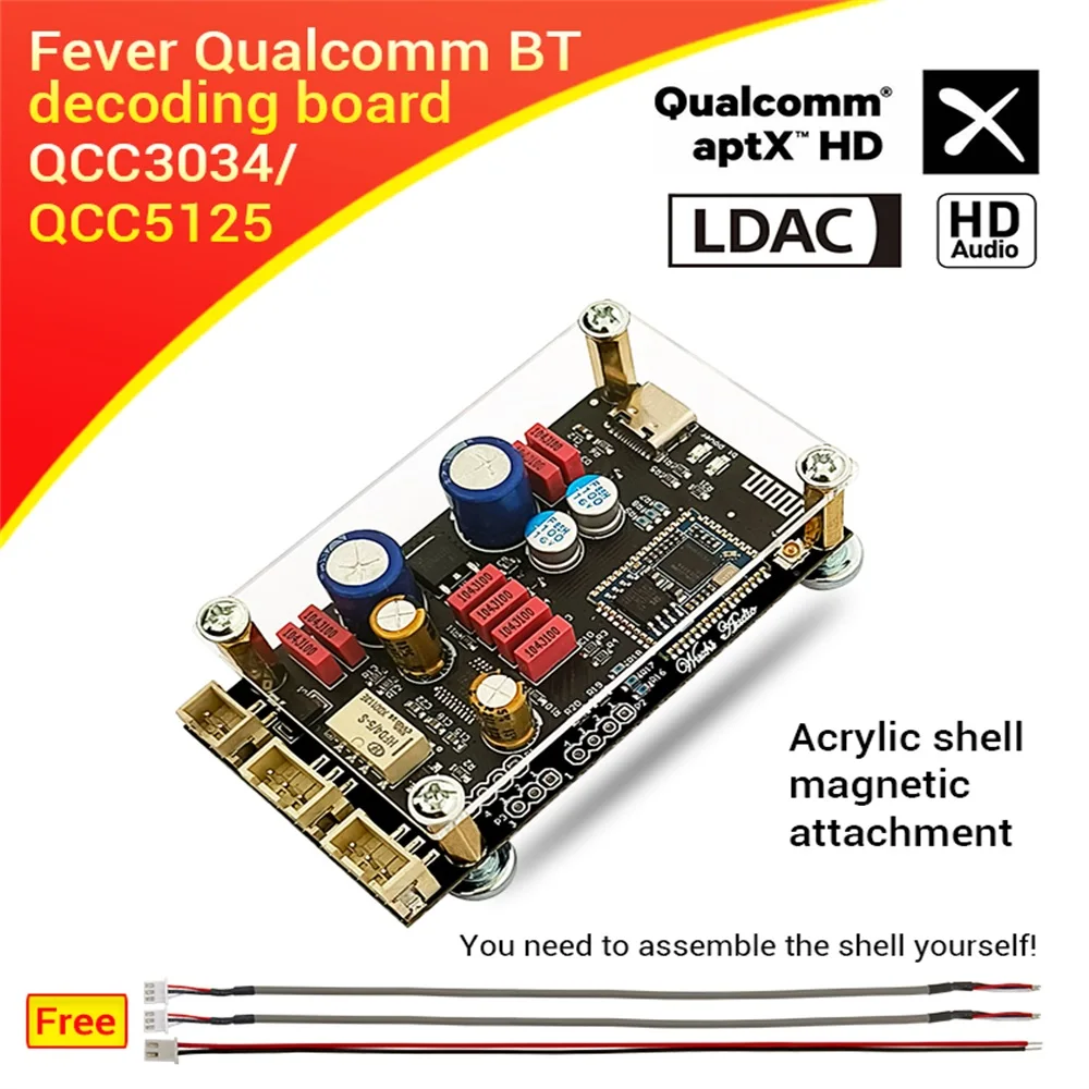 ZK-QCC Qualcomm QCC5125 QCC3034 Bluetooth 5.1 Lossless Decoding Board APTX LDAC Audiophile Grade DC8-32V PCM5102A DAC Chip
