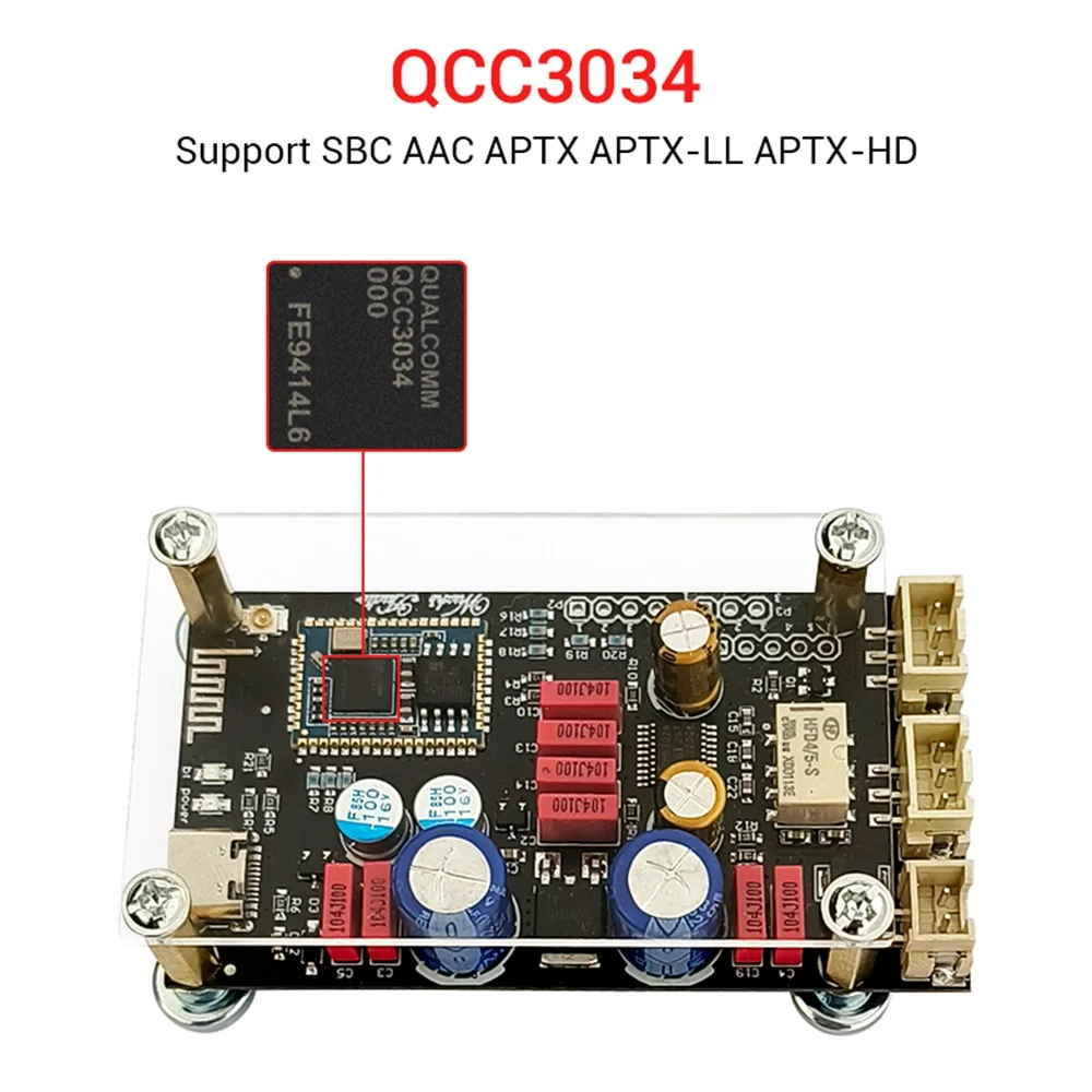 ZK-QCC Qualcomm QCC5125 QCC3034 Bluetooth 5.1 Lossless Decoding Board APTX LDAC Audiophile Grade DC8-32V PCM5102A DAC Chip