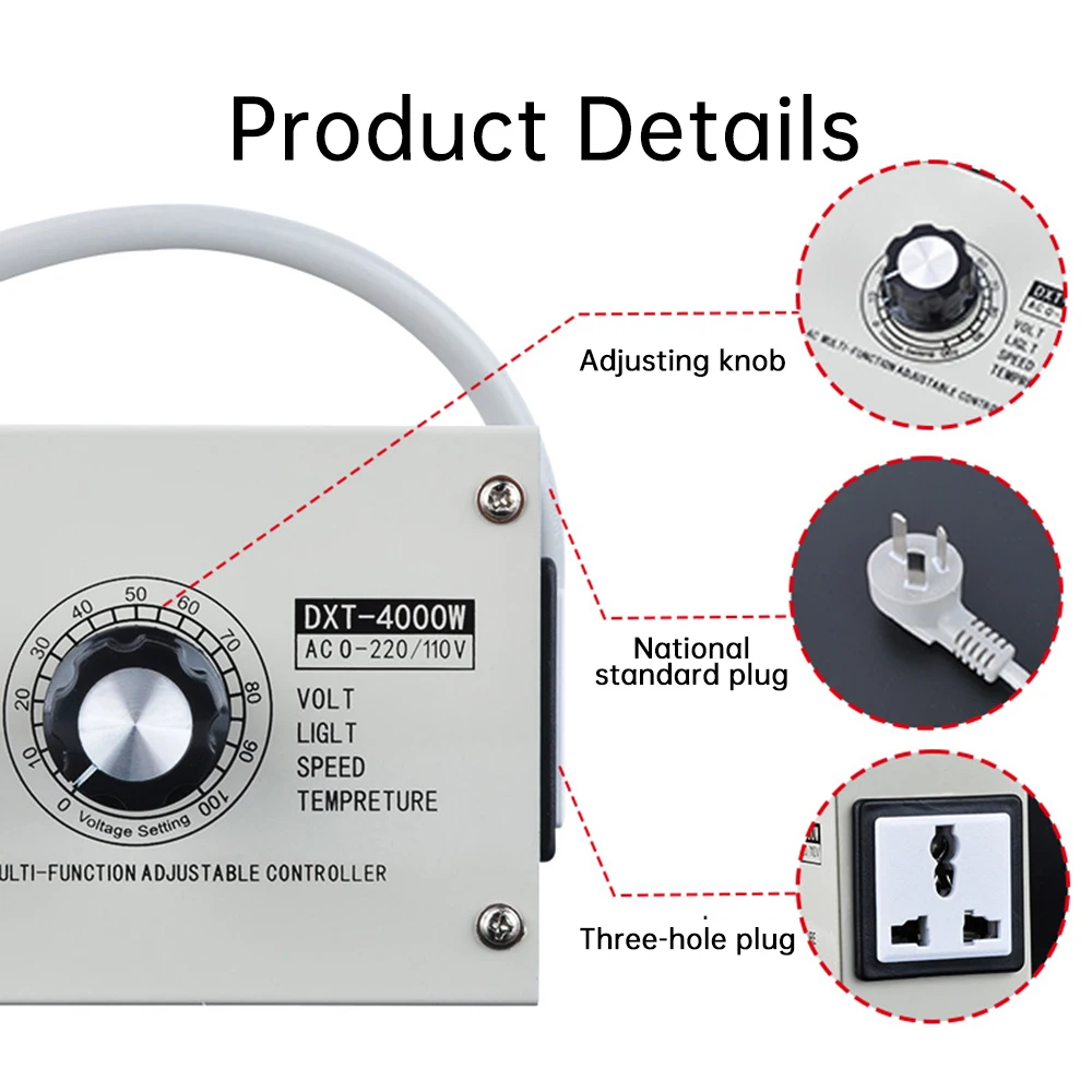 4000W High-power Adjustable Voltage Regulator AC220V/AC110V Dimmer Speed Temperature Light Compact Variable Voltage Controller
