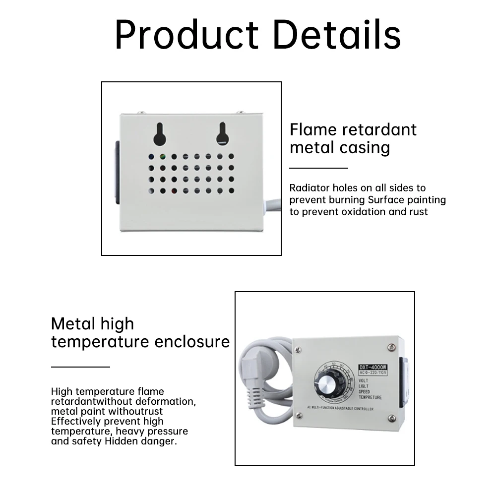 4000W High-power Adjustable Voltage Regulator AC220V/AC110V Dimmer Speed Temperature Light Compact Variable Voltage Controller