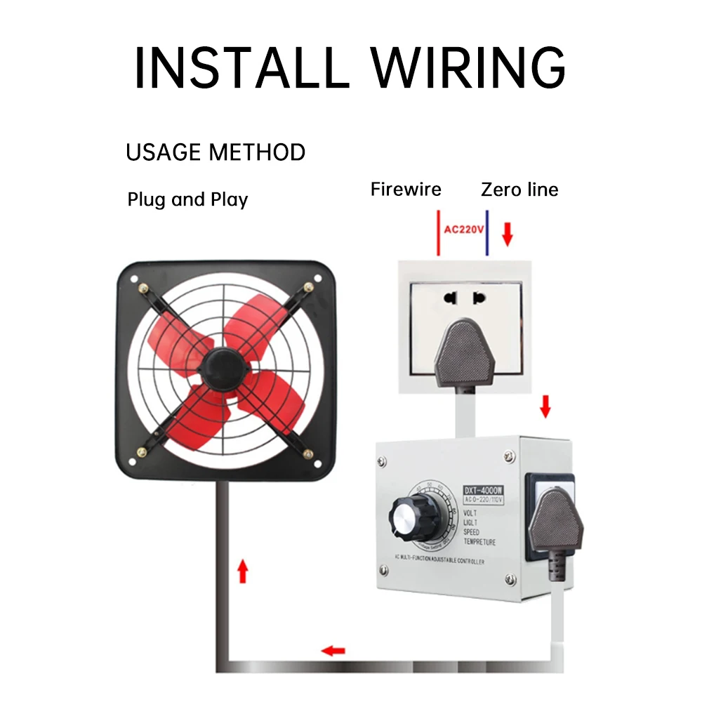 4000W High-power Adjustable Voltage Regulator AC220V/AC110V Dimmer Speed Temperature Light Compact Variable Voltage Controller
