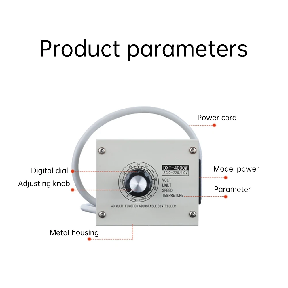 4000W High-power Adjustable Voltage Regulator AC220V/AC110V Dimmer Speed Temperature Light Compact Variable Voltage Controller