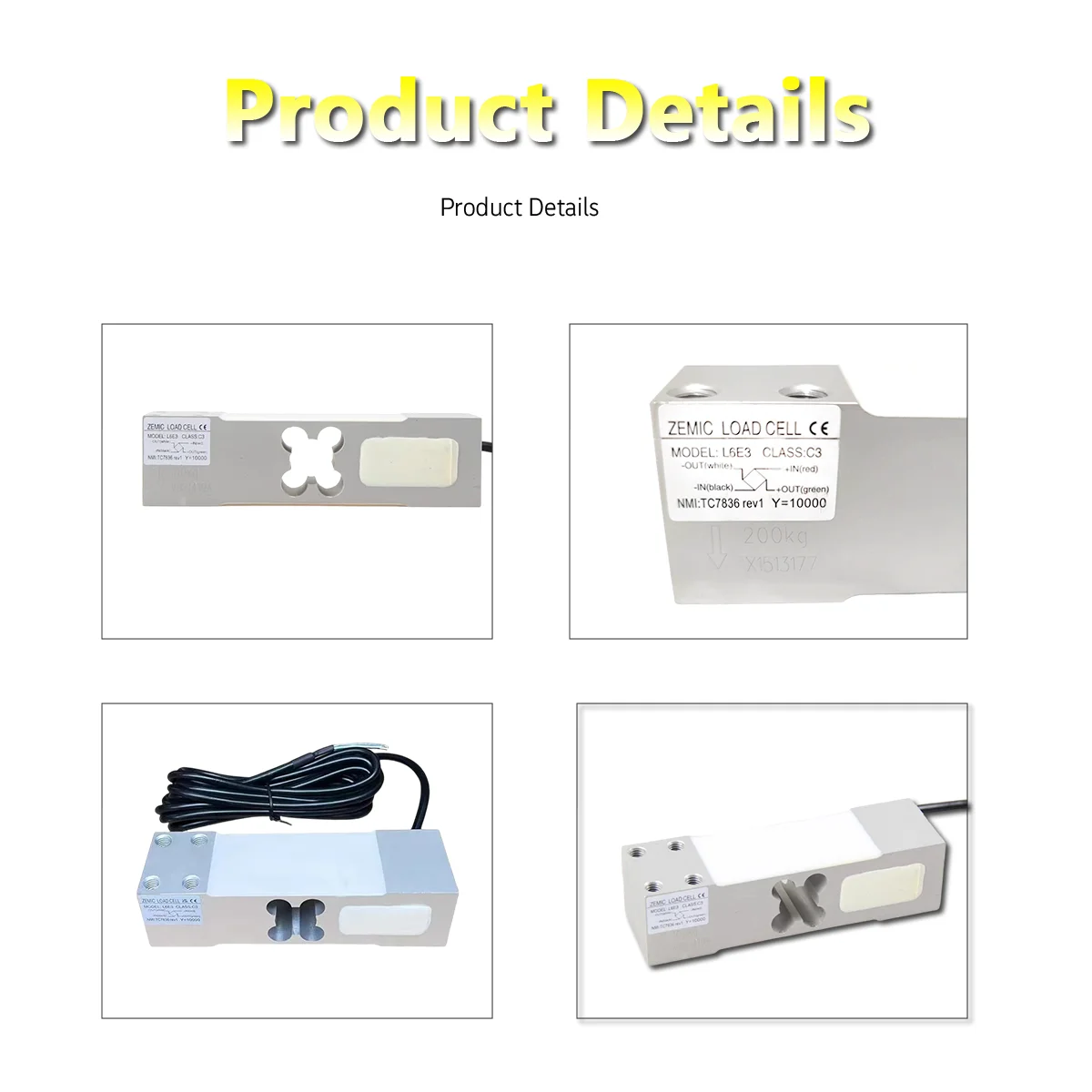 L6E3 C3 Precision Load Cell 50-300kg 4 Wire Strain Gauge Sensor for Batching Scale System Weighing Transducer Strain Sensor