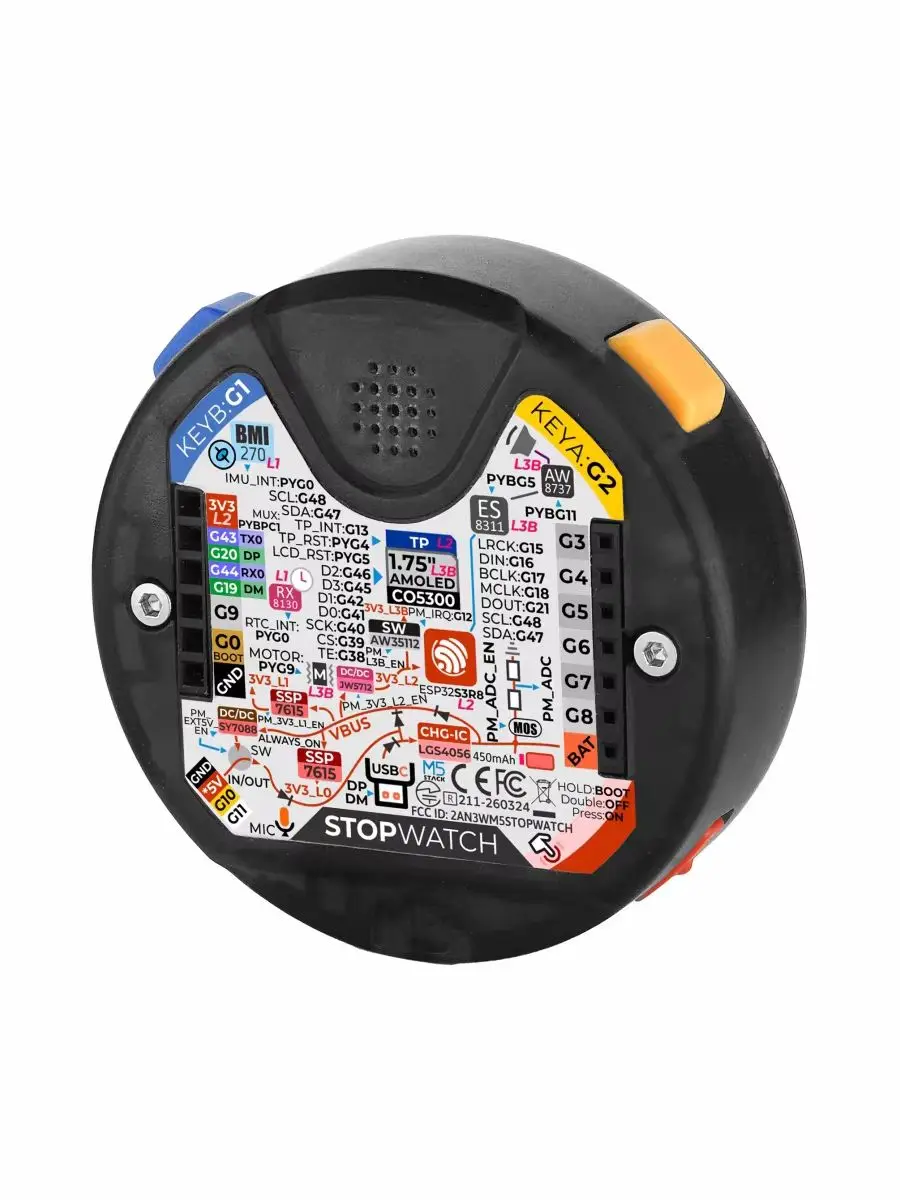 Official M5Stack StopWatch Portable and Interactive AMOLED Circular Touch Development Board for Scenarios