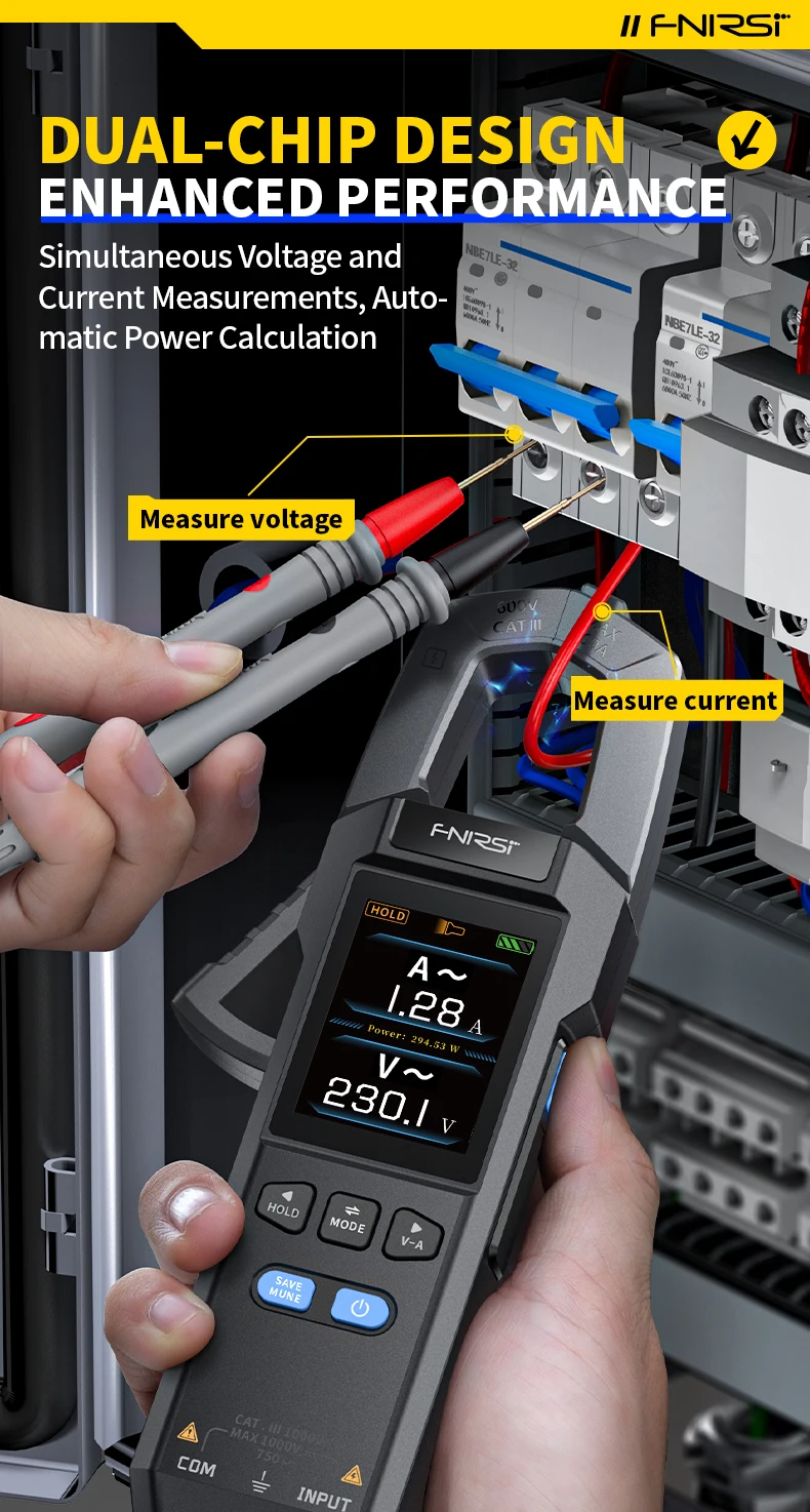 FNIRSI DMC-100 DC AC Current Clamp Meter 10000 Counts Digital Multimeter 600A Amperimetric Clamp Tester NCV Electrician Tools