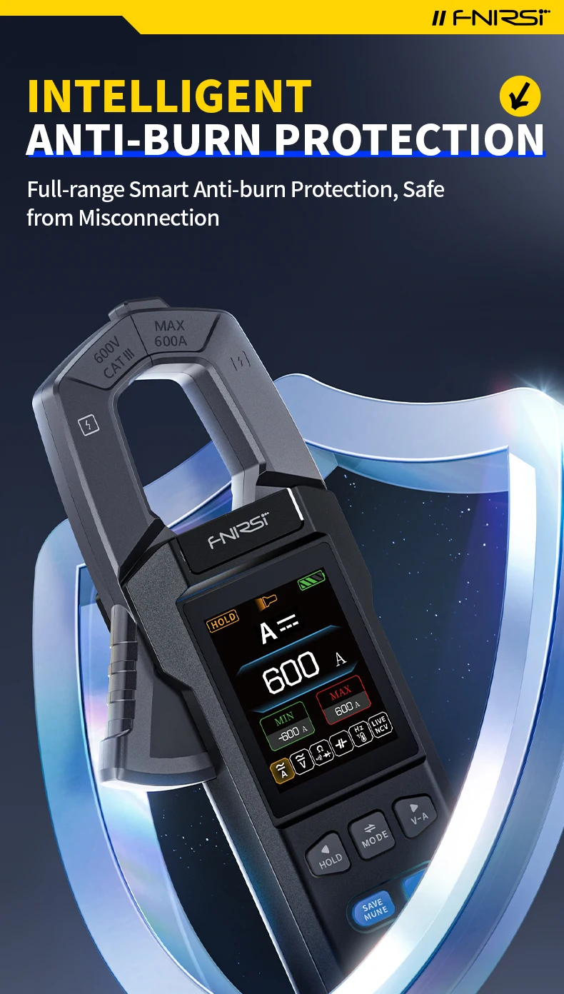 FNIRSI DMC-100 DC AC Current Clamp Meter 10000 Counts Digital Multimeter 600A Amperimetric Clamp Tester NCV Electrician Tools