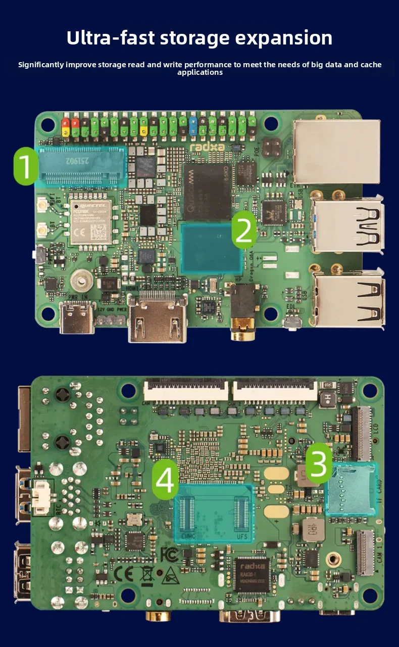 BoMaSRadxa Dragon Q6A Dev Board QCS6490 12TOPS LPDDR5 Linux OS Gigabit Ethernet For AI Edge Computing