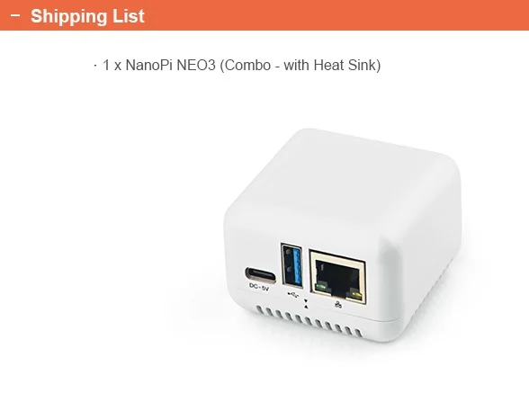 NanoPi Neo3 (1Gb DDR4 RAM) Combo, YoungSunTek, RK3328 Quad Cortex-A53 Up to 1.3GHz,1GB Ethernet,USB3.0 OpenWRT,Ubuntu,Lunix