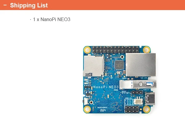 NanoPi Neo3 (1Gb DDR4 RAM) Combo, YoungSunTek, RK3328 Quad Cortex-A53 Up to 1.3GHz,1GB Ethernet,USB3.0 OpenWRT,Ubuntu,Lunix