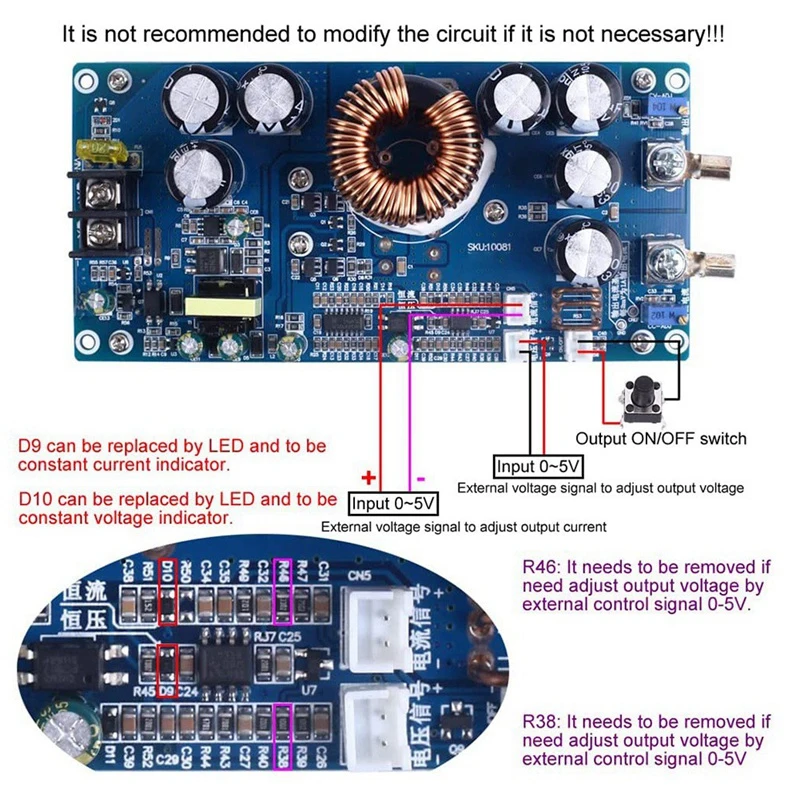 800W High Power DC-DC Buck Converter 30A Solar Stabilizers CV CC Step-Down Power Supply Adjustable DC20V-70V Voltage Regulators