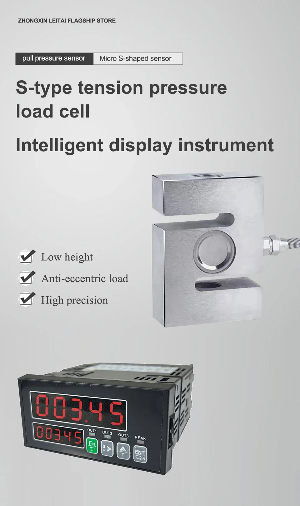 High Quality S Type Weighing Sensor Weight Sensor Load Cell +Load Cell Indicator ,Display 10kg 20kg 30kg - 1 Ton 2T Biosensor