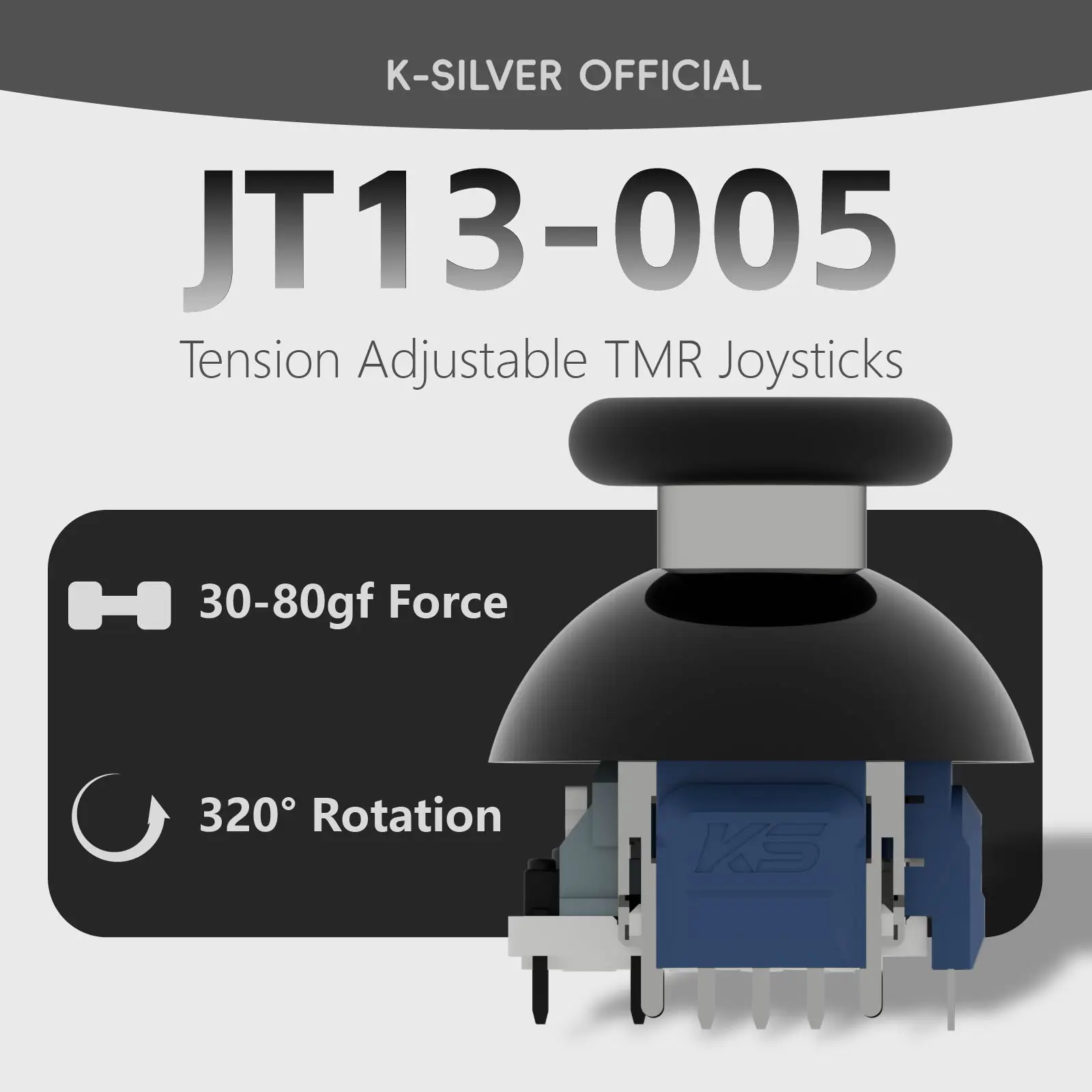 For PS5 PS4 K-SILVER JT13-005 320 Tension Adjustable TMR Magnetic Joystick 30-80gf Force Anti-drift Stick Repair Module
