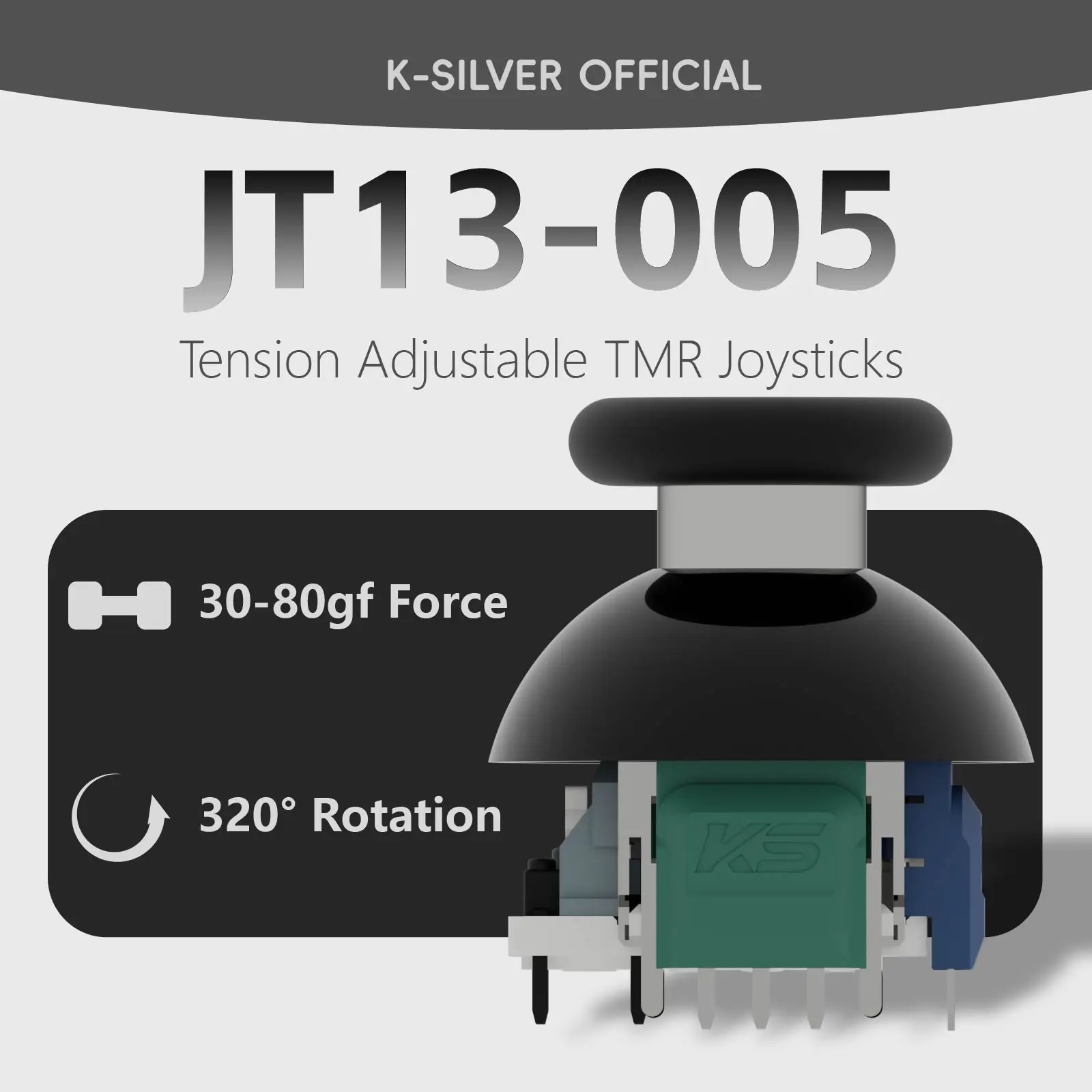 For PS5 PS4 K-SILVER JT13-005 320 Tension Adjustable TMR Magnetic Joystick 30-80gf Force Anti-drift Stick Repair Module