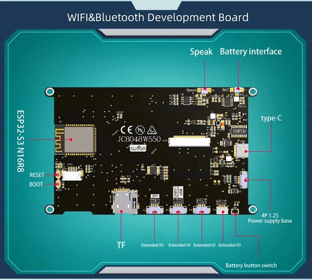 Guition HMI W5 ESP32-S3-N16R8 JC8048W550 5.0 inch IPS 800*480 LCD Display Module Touch Screen WIFI Bluetooth PSRAM FLASH