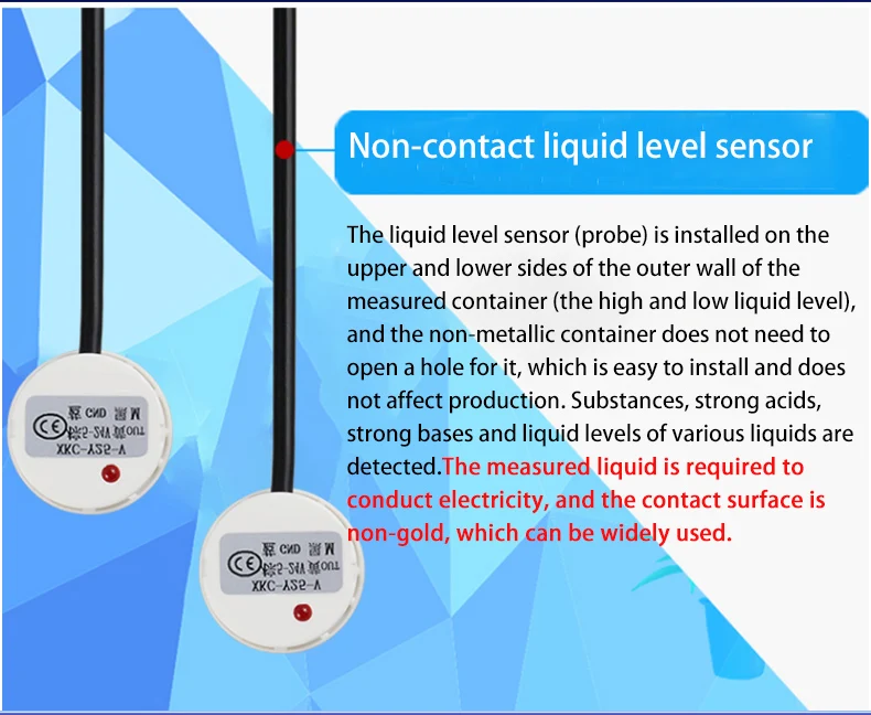 XKC-C382 DC12v 24v Flat Tank Water Pump Electric Valve Level Controller with Sensors, 1m 3m 5m Cable Optional