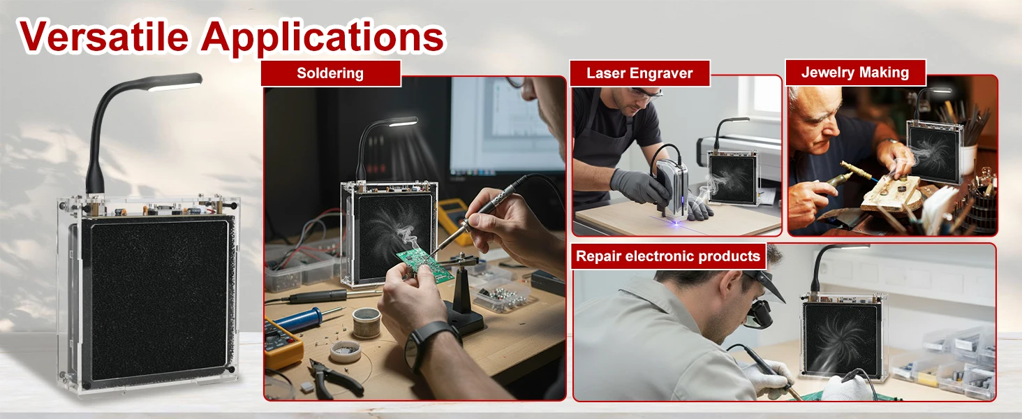 Soldering Fume Absorber Electronics Kit DIY Smoke Extractor with LED Fan Essential Soldering Station Accessory for Smoke Removal