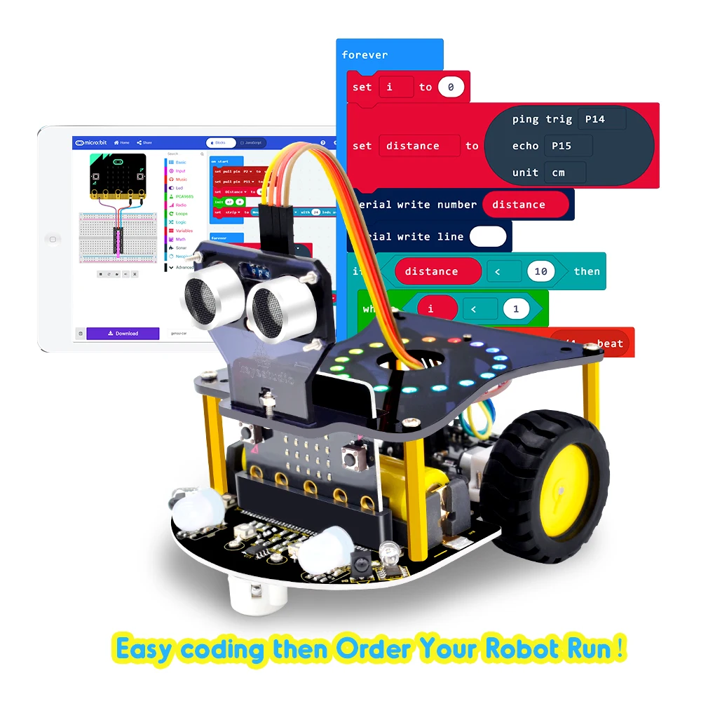 Keyestudio Microbit V2 Robot Car Kit for BBC Microbit V2 Smart Robot Cars for Makecode & Micropython Programming STEM Kit