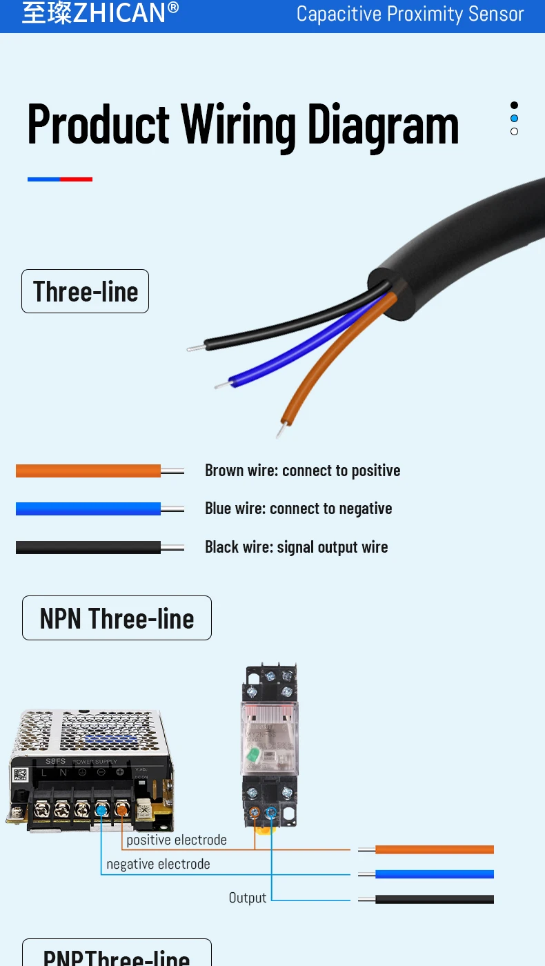 ZHICAN E2K M12 M18 Capacitive Proximity Sensor 30mm Long Range Plastics Glass Wood Metals Nonmetal Material Detection Switch