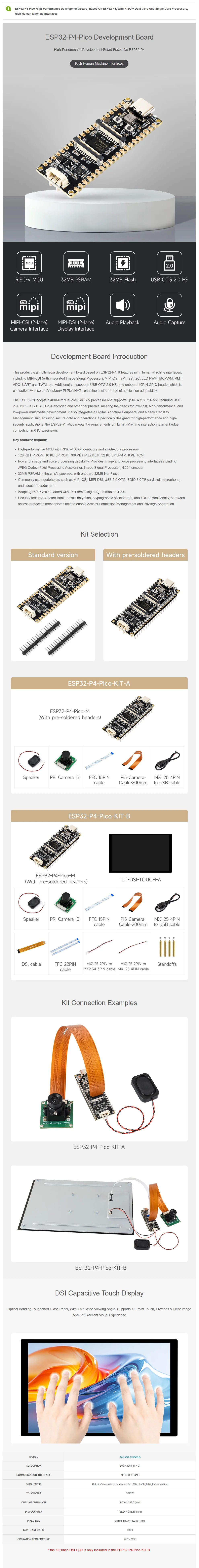 Waveshare ESP32-P4-Pico Development Board ESP32 P4 Module ESP32-P4 MCU Featuring 32-bit RISC-V Dual-Core and Single-Core