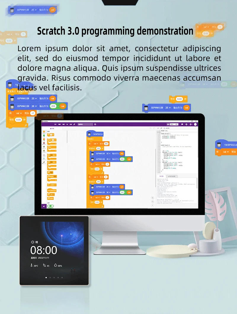 ESP32-S3 Arduino LVGL WIFI and Bluetooth development board 4.0 inch 480 * 480 smart display capacitive touch without bottom shel