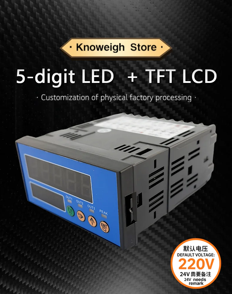 Digital Weighing Indicator Controller with Dual LED TFT Display High Precision 24-bit ADC RS485 Modbus Analog Output Relay Alarm