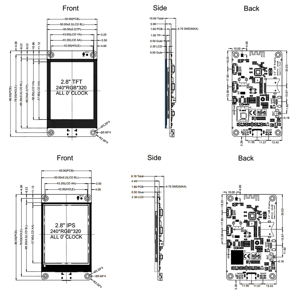 ESP32-S3 Development Board Wifi Bluetooth Intelligent Display Screen 2.8 Inch TFT Module Touch Screen Type C ES3N28P ES3C28