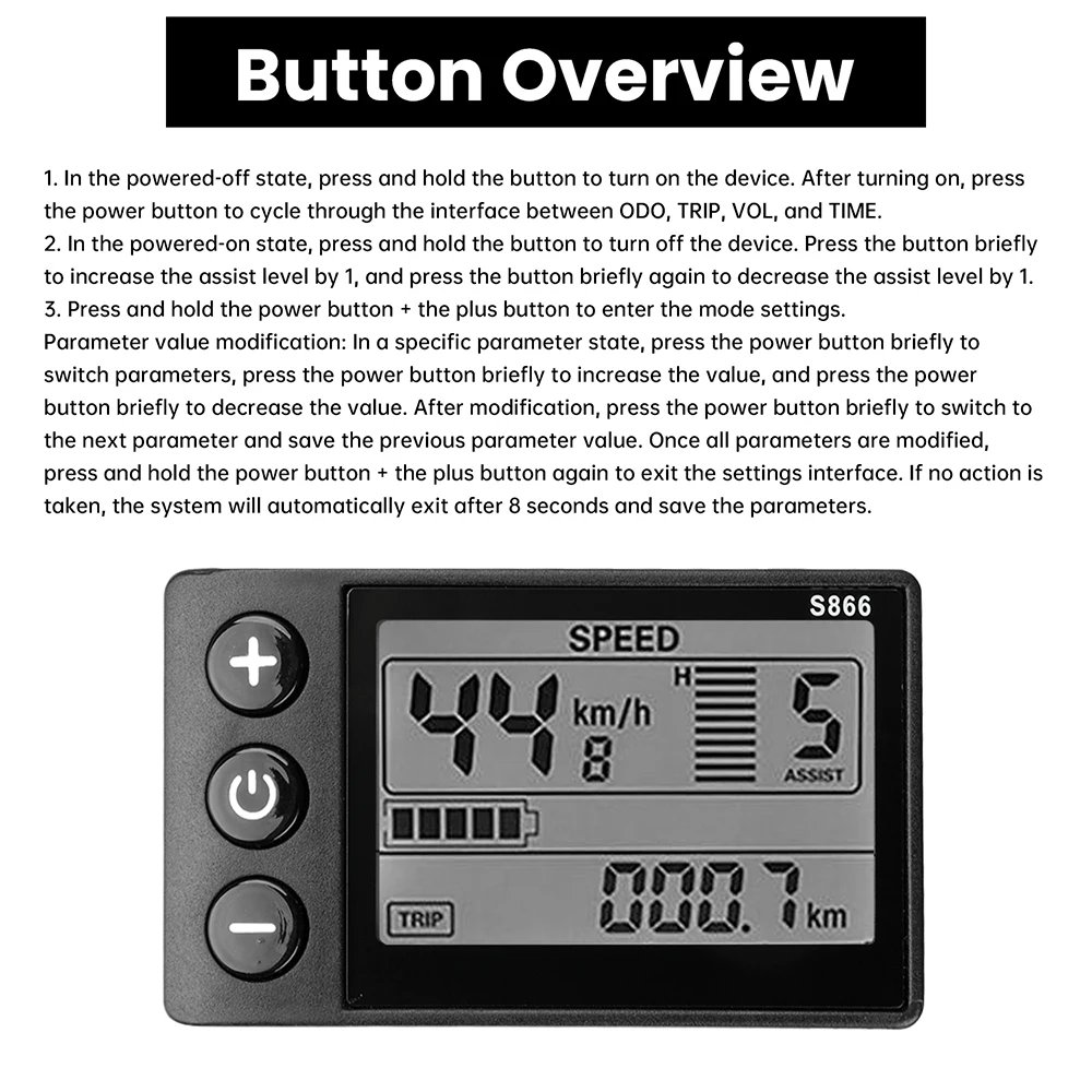 36V 48V 64V 30A Electric Vehicle Motor Controller 750-1500W Sine Wave Three-Mode Driver SM Connector Instrument Bicycle S866