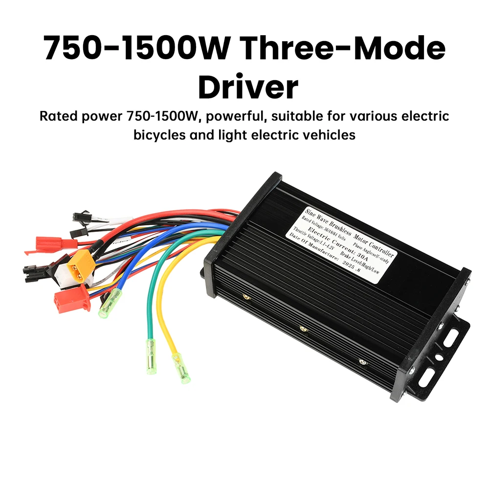 36V 48V 64V 30A Electric Vehicle Motor Controller 750-1500W Sine Wave Three-Mode Driver SM Connector Instrument Bicycle S866