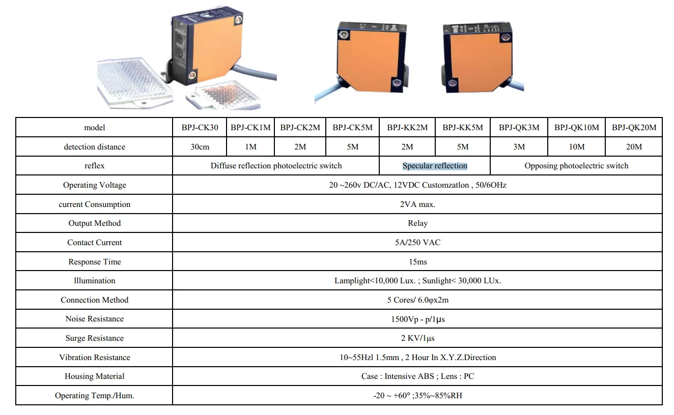 A3R Series Diffuse Reflection Photoelectric Switch Sensor, 4-Meter Detection Distance Relay Output