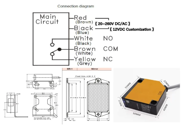 A3R Series Diffuse Reflection Photoelectric Switch Sensor, 4-Meter Detection Distance Relay Output