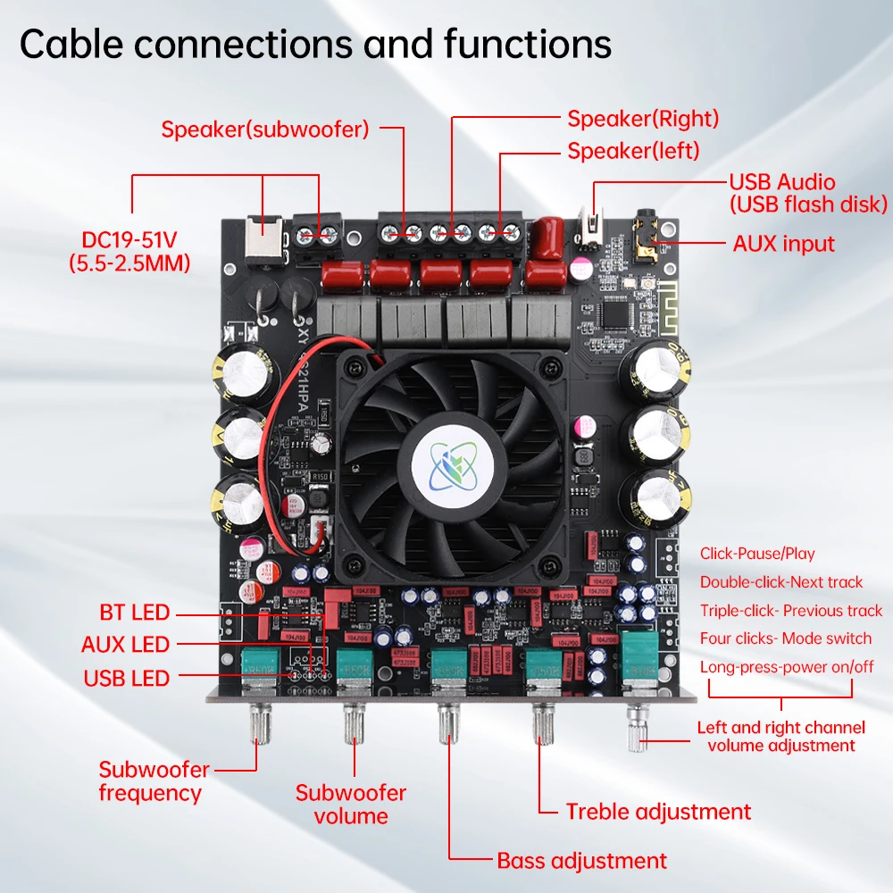 AS21HPA high-power Bluetooth digital amplifier board 2.1 channel subwoofer 300W * 2+600W imported TPA3255 chip