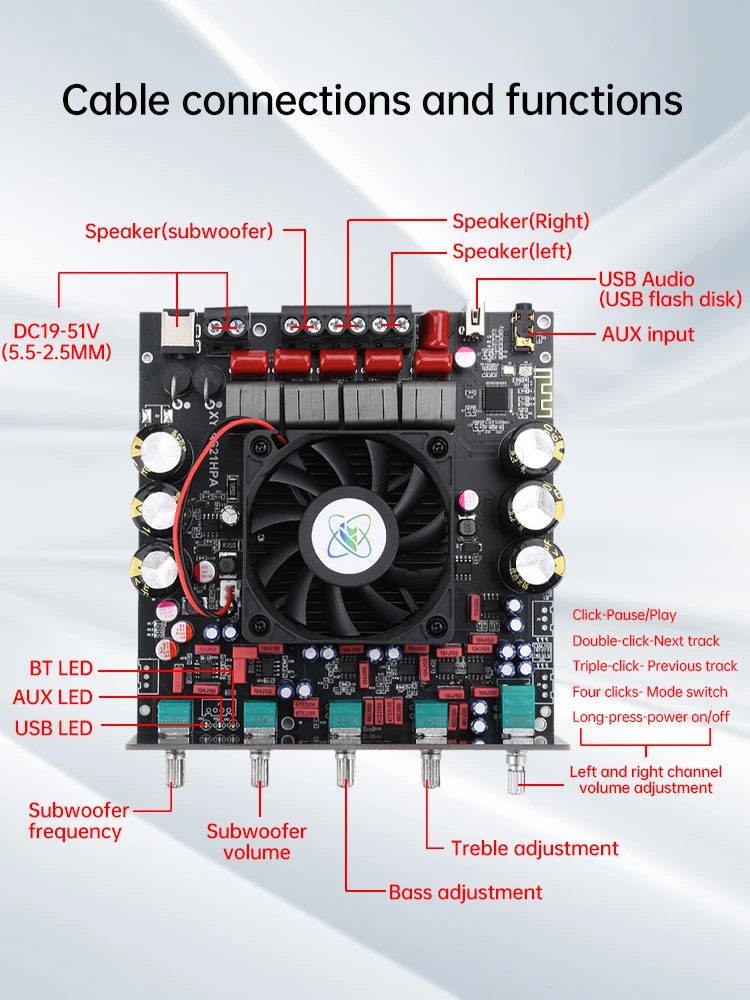 AS21HPA high-power Bluetooth digital amplifier board 2.1 channel subwoofer 300W * 2+600W imported TPA3255 chip