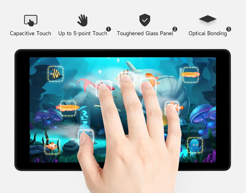 5inch DSI Capacitive Touch Display,720 × 1280,IPS,Optical Bonding Toughened Glass Panel,DSI Interface,5-Point Touch, Aluminum