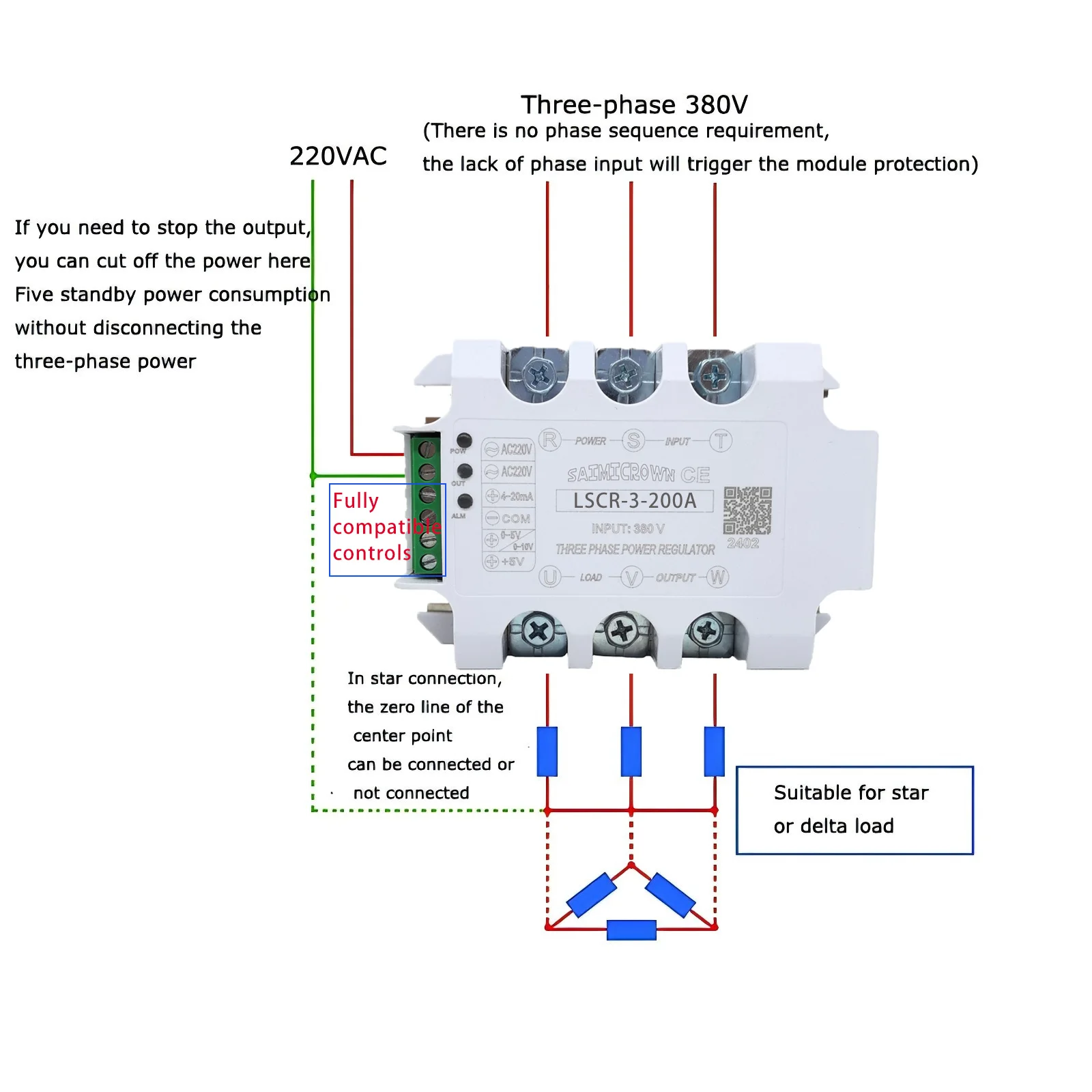 Single Phase 25A 220V AC Voltage Regulator Module,SSR SCR 4-20mA,0-10V Potentiometer Control