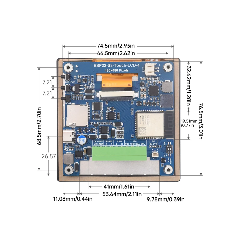 ESP32 S3 4-inch LCD Development Board Capacitive Touch Display 480x480 ESP32-S3-Touch-LCD-4 Support WiFi and Bluetooth