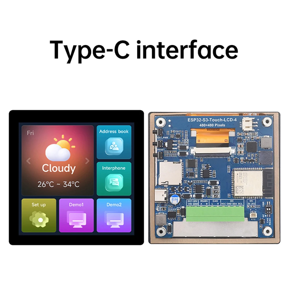 ESP32 S3 4-inch LCD Development Board Capacitive Touch Display 480x480 ESP32-S3-Touch-LCD-4 Support WiFi and Bluetooth
