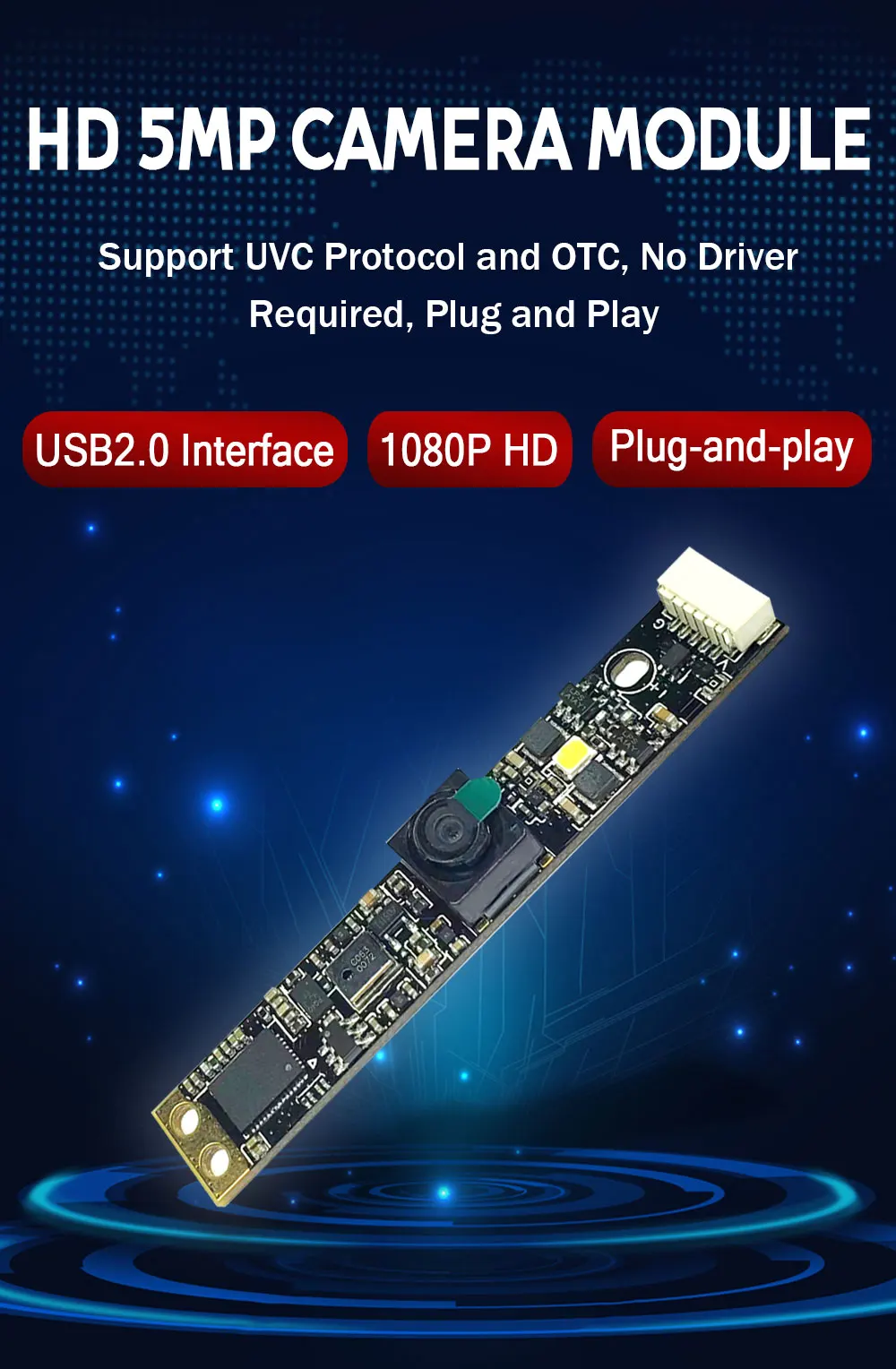 USB Camera Module OV5648 68 120 Degrees Auto Focus with Flash Light and Microphone HD 5MP for Win Android IOS Linx