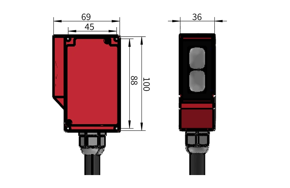 GTRIC Photoelectric Sensor Retro-reflective Square Photoell Infrared Switch IP67 Waterproof 24-220V AC DC Universal 10m Distance