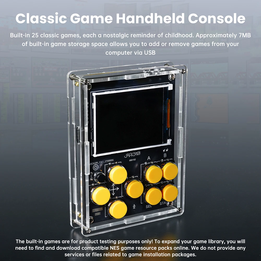 Handheld DIY Kit Game Console with Xiaozhi AI Voice Dialogue Built in 25 Classic Games Weather Clock Music Spectrum Electronic