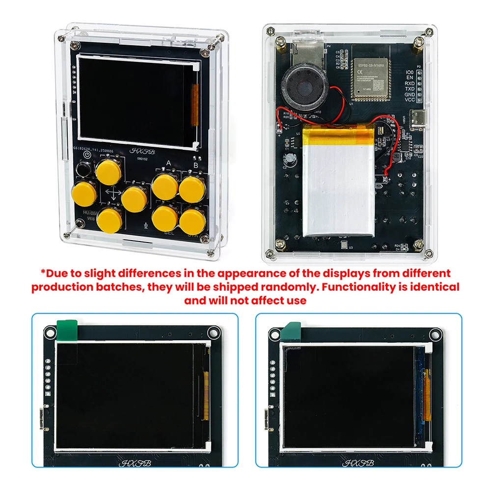 Handheld DIY Kit Game Console with Xiaozhi AI Voice Dialogue Built in 25 Classic Games Weather Clock Music Spectrum Electronic