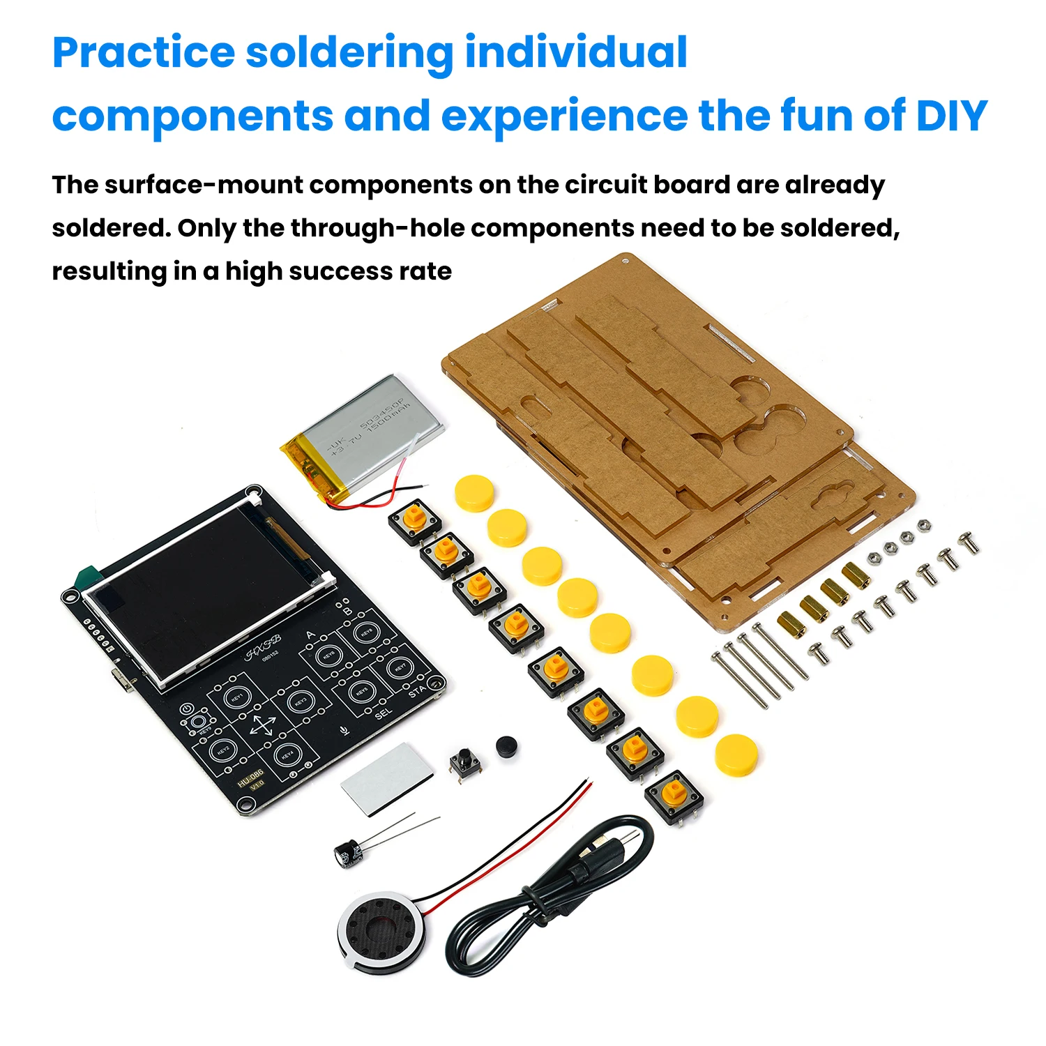 Handheld DIY Kit Game Console with Xiaozhi AI Voice Dialogue Built in 25 Classic Games Weather Clock Music Spectrum Electronic
