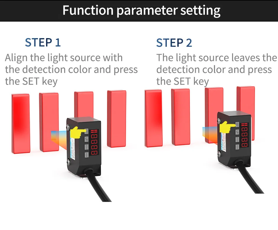 GTRIC Color Sensor Photoelectric Switch RGB Mark Recognition Deviation Correction 12-24V DC NPN PNP Differentiation Positioning