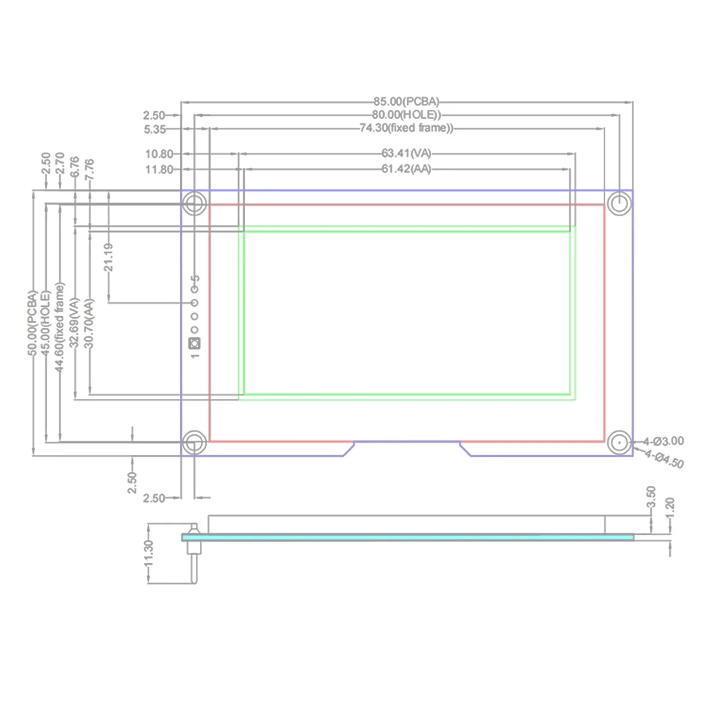 2.7 Inch 256*128 OLED Display Screen COG SPI IIC I2C interface 4PIN 7PIN 30PIN LCD Panel 256x128