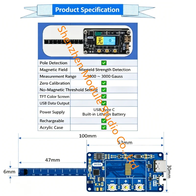 1PCS Magnetic Field Strength Detector, Magnet N/S Polarity Checker, Mini Handheld Gaussmeter Tester with LCD Screen