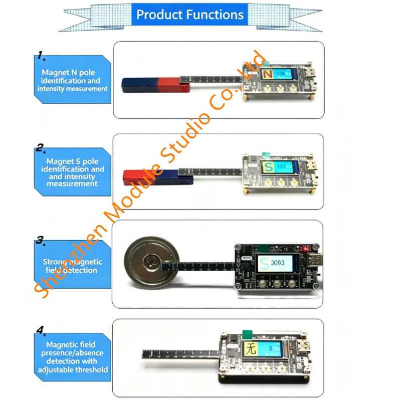 1PCS Magnetic Field Strength Detector, Magnet N/S Polarity Checker, Mini Handheld Gaussmeter Tester with LCD Screen