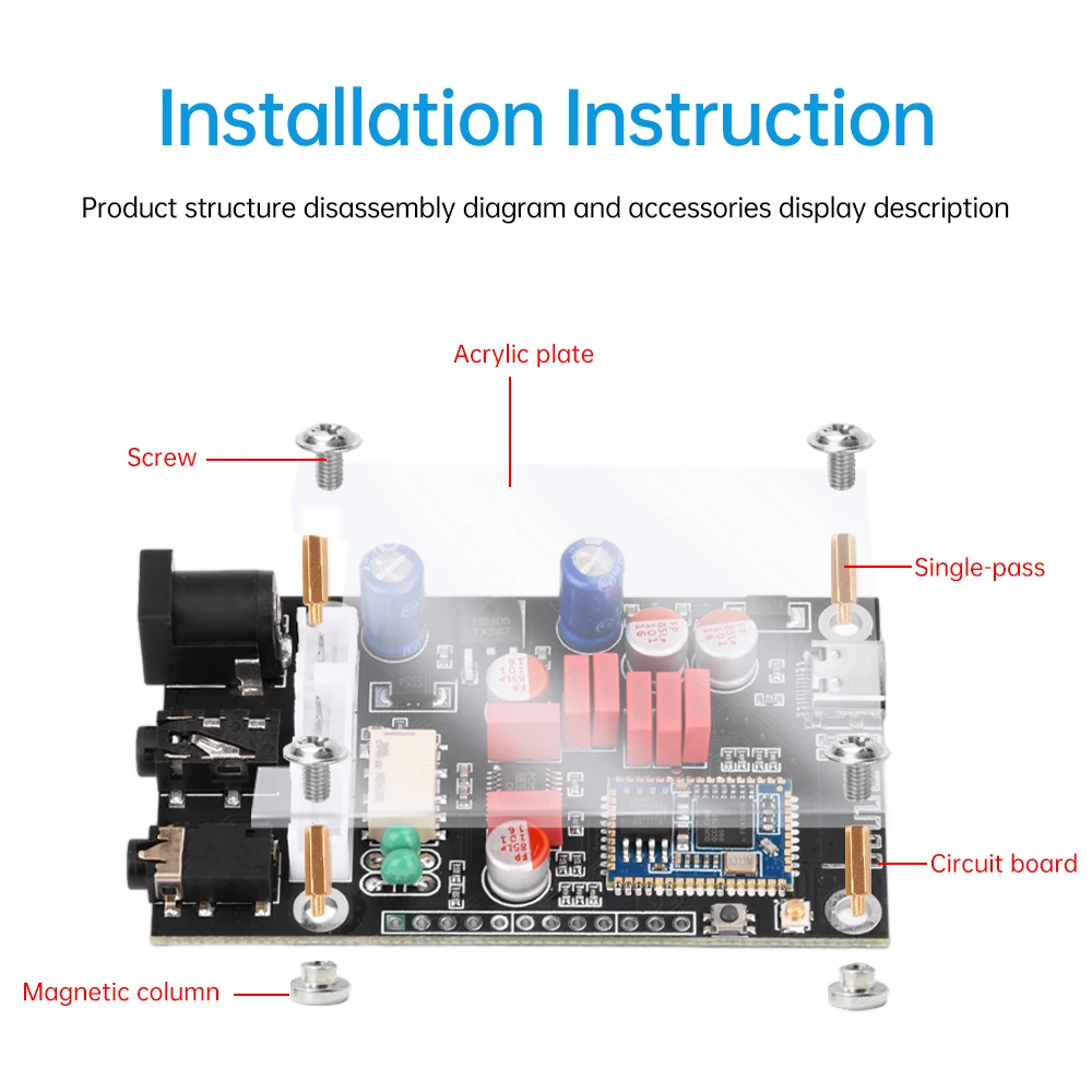 DC 8-24V APTX HD QCC5125 LDAC Wireless Adapter Bluetooth 5.1 Receiver Board DAC Audio Decoder Board 24Bit/96Khz LDAC Type-C